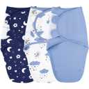 Yoofoss Baby Swaddles for Newborns 100% Cotton, Adjustable Swaddle 0-3 Months 3 Pack Newborn Swaddle Sack, Breathable Soft(Small) (Dark Blue & White)