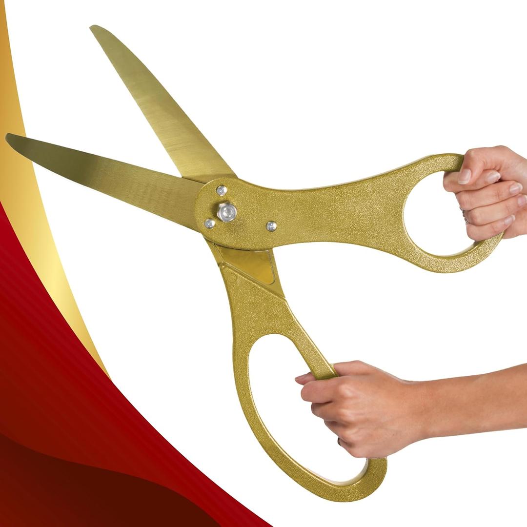 Gold Ceremonial Ribbon Cutting Scissors Giant  20 Ribbon Cutting Scissors with Golden Blades & Handles for Special Events Inaugurations and Business Openings