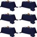 Fitable Elegant Rectangle Table Clothes, 6 Pack - 90 x 132 Inch, Navy - Reusable and Washable Tablecloths, Polyester Fabric Table Covers for Wedding, Party, Banquet, Formal Events