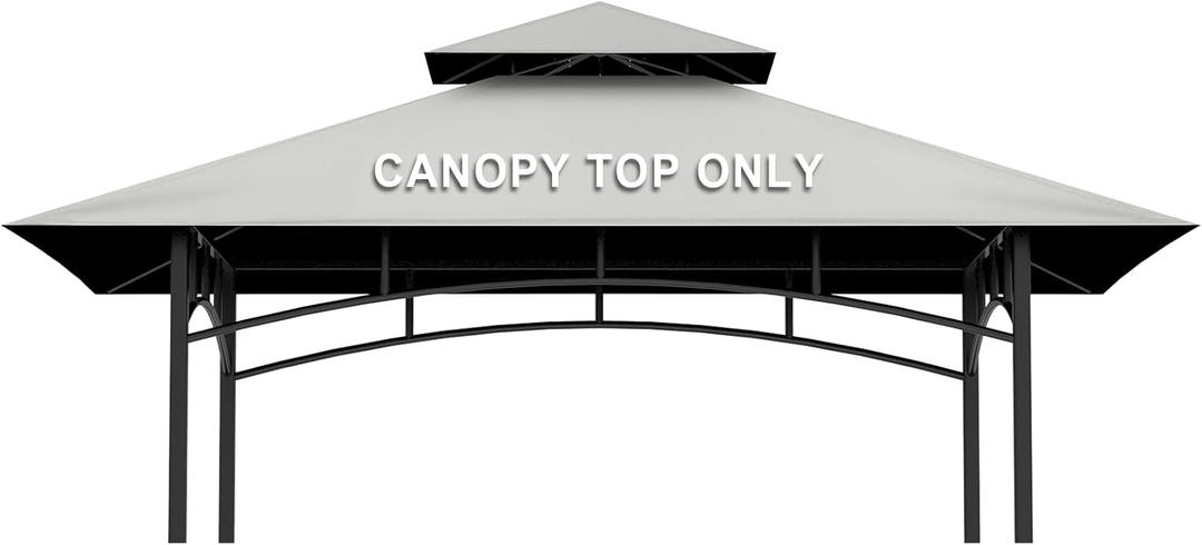 Grill Gazebo Replacement Canopy Top Only - 5' x 8' Outdoor BBQ Gazebo Canopy Roof, Waterproof Double Tiered Shelter Cover Fit for Model L-GG001PST-F (Gray, 5x8)