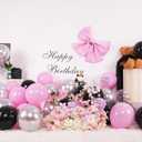 Black and Pink Balloons, 60pcs 12Inch Black and Pink Silver Balloons,Metal Silver and Confetti Balloon for Graduation Birthday Baby Shower Anniversary Wedding Bridal Shower Party Decoration