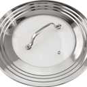 Stainless Steel Universal Lid for Pots, Pans and Skillets-Fits 7" to 12" Replacement Frying Pan Cover and Cast Iron Skillet Lid