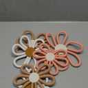 Barydat 6 Pcs Boho Nursery Decor Daisy Flower Woven Macrame Wall Hanging 3 Size Daisy Flower Wall Decor Bohemian Nursery Decorations for Home Dorm Art(Pink, Brown, White)