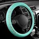 Road Comforts Steering Wheel Cover, Glitter Bling Leather Wheel Cover, Universal Fit 14.5"-15.5" Steering Wheels for Women & Girls, Anti-Slip Car Wheel Protector for Cars, Trucks, Vans, SUVs-Black