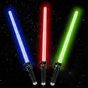 TOY Life Light Up Saber, 3 Pack Lightup Sabers, Extendable & Collapsable Light up Saber Sword, Saber Toy Set with Motion Sensitive FX Sound, Light Up Sword Toy for Kids