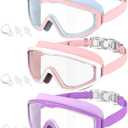 Kids Goggles Age 4-16, Anti-Fog UV 180Clear View Kids Swim Goggles, 3 Pack Swimming Goggles Waterproof Pool Goggles