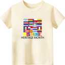Hispanic Heritage Month Shirt Kids Toddler Boys Girls, Latino Countries Flag T-Shirt National Hispanic Gifts Tee Tops 2T-8Y (White)