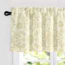 DriftAway Boho Linen Blend Kitchen Valance Curtain Blackout 18 Inch for Living Room Lined Rod Pocket Floral Farmhouse Country Short Curtains for Small Windows 1 Panel