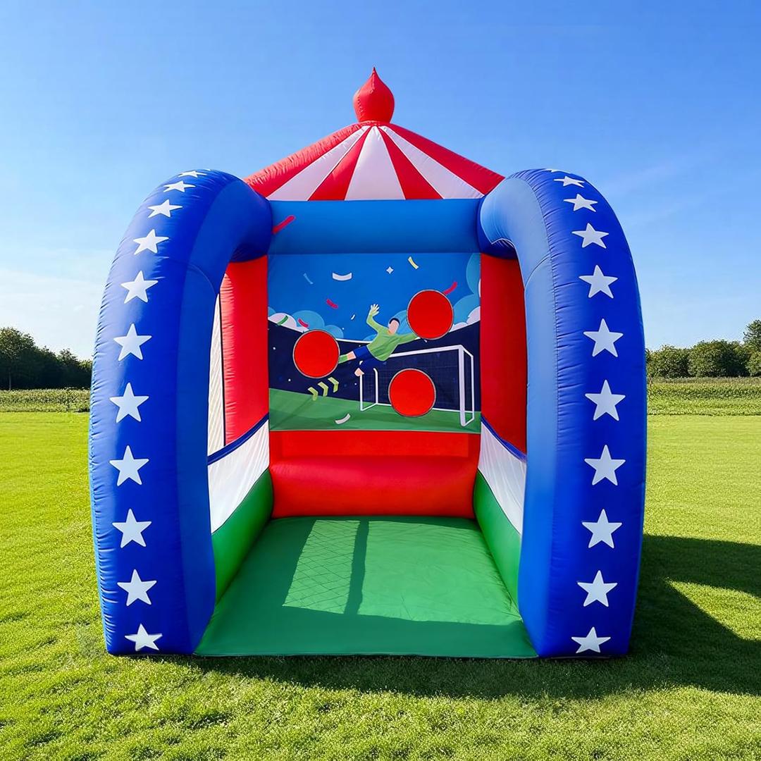 Inflatable Carnival Games — 6.5×6.5×9FT, Built-in Blower, Quick-Inflate — Football Target (Quick-Inflate Outdoor & Indoor Football Game for Backyard Parties, Team Challenges & Event Fun)