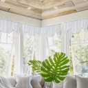 Home Queen White Semi Sheer Tie Up Curtain Valances, Linen Textured, Rod Pocket Balloon Window Topper for Living Room, 54 X 20 Inch, 4 Pieces