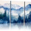 GYYLGYY 3 Pcs Watercolor Natural Misty Mountain Forest Canvas Wall Art, 24"L x 16"W