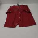 Allegra K Women's Vintage Polka Dots Peter Pan Collar Puff Short Sleeve Shirt Top (Large, Red)
