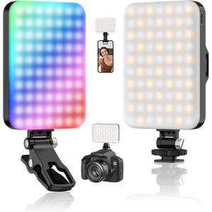 Hagibis RGB Video Light, 360 Full Color Selfie Light LED Camera Light with 3 Cold Shoe Mounts/CRI 97+/20 Scene Modes/2200mAh Rechargeable Portable Phone Light Photography Selfie Lighting