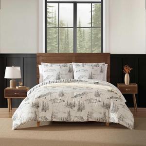 Eddie Bauer - King Comforter Set, Reversible Bedding with Matching Sham(s), Super Soft and Cozy Home Decor (Rocky Mountain Cabin Grey, King)