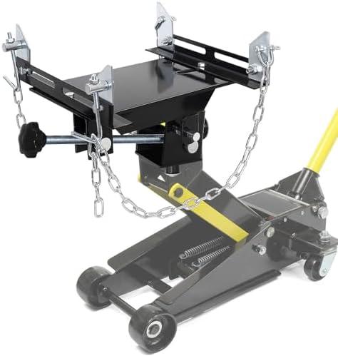 Transmission Jack Adapter for Cars&Trucks,1100 lbs/0.5 Ton Capacity Gearbox Removal Tool,Fits Hydraulic Floor Jack Conversion,Double Safety Chains for Passenger Cars,Light-Duty Truck Transmissions
