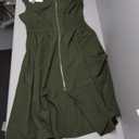 GRACE KARIN Womens Summer Casual Dress, Business Office Work Dresses, Cap Sleeve Zipper Front Flowy Midi Dress with Pockets (Green, XL)