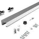 JUBEST 4FT Commercial Grade Pocket Door Hardware and Track Set, Sliding Door Hardware 44.69", Durable and Smoothly, Easy to Install
