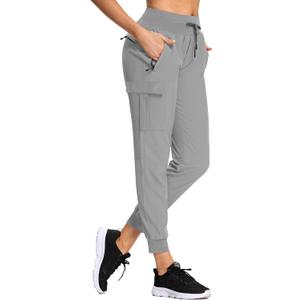 Womens Hiking Pants Lightweight Joggers High Waist Quick Dry Travel Zipper Pockets Athletic UPF 50+, US XL