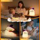 Halloween Ghost Night Light for Kids, Cute Soft Silicone Nursery Bedside Touch Lamp with 3 Levels of Brightness Dimmable, 30 Min Timer, USB Rechargeable, Use for Bedroom Office Desk Deco (Purple)