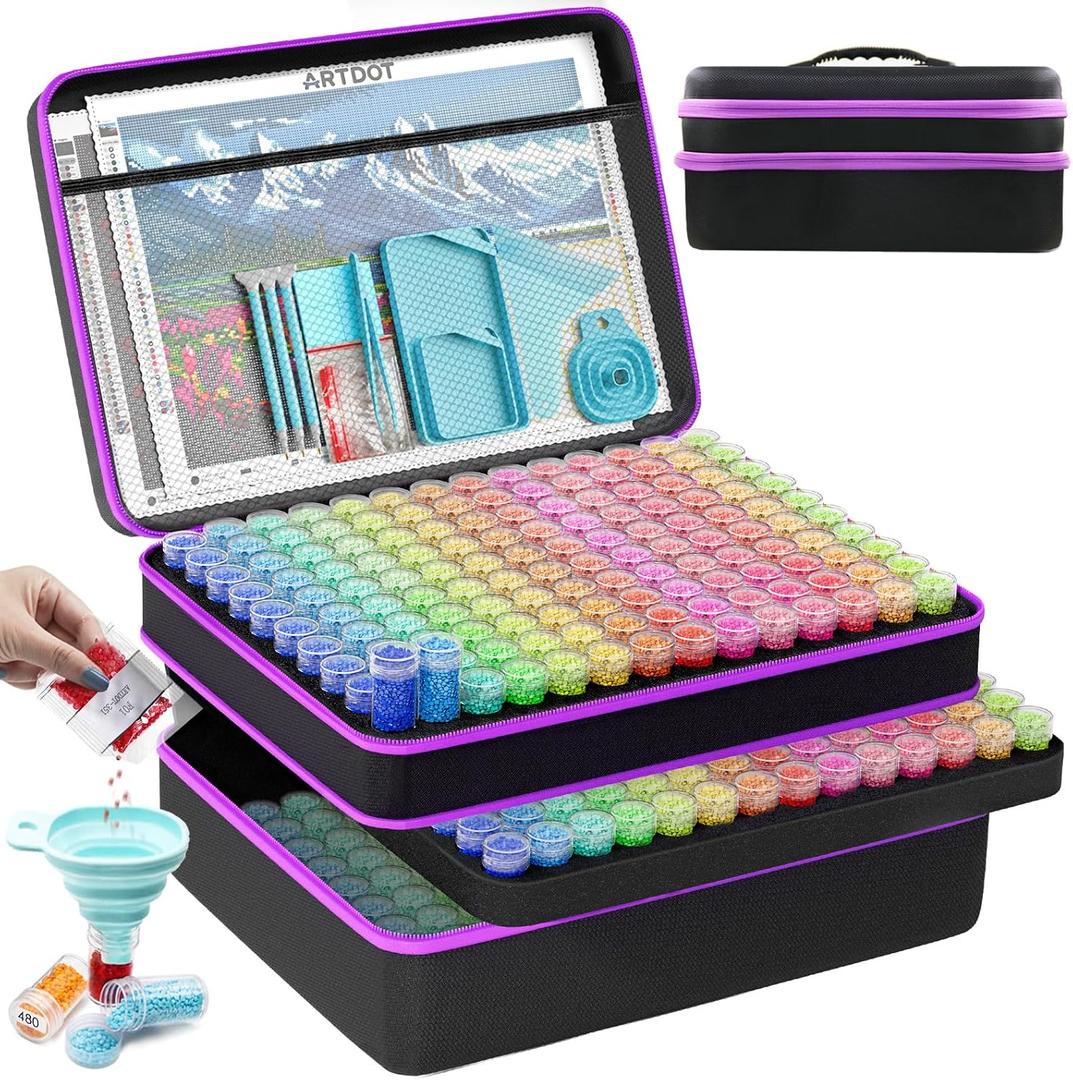ARTDOT 420 Slots Storage Container for Diamond Art Kits for Adults,Portable Bead Storage Boxes for Diamond Painting Accessories and Tools (XX-Large, Black)