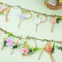 SUNBEAUTY 2 Pcs Wildflower Birthday Party Decorations 13.2FT Sturdy Hemp Rope Metal Happy Birthday Banner Handmade Hanging Banner 3D Garland Garden Tea Party Floral Decorations for Girls Women Baby, Medium