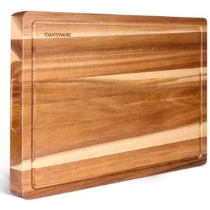 OAKSWARE Cutting Boards, 30 x 22 Inch Extra Large Acacia Wooden Cutting Board for Kitchen, Edge Grain Wood Chopping Board with Juice Groove and Handles, Pre-Oiled Carving Tray for Meat & Cheese