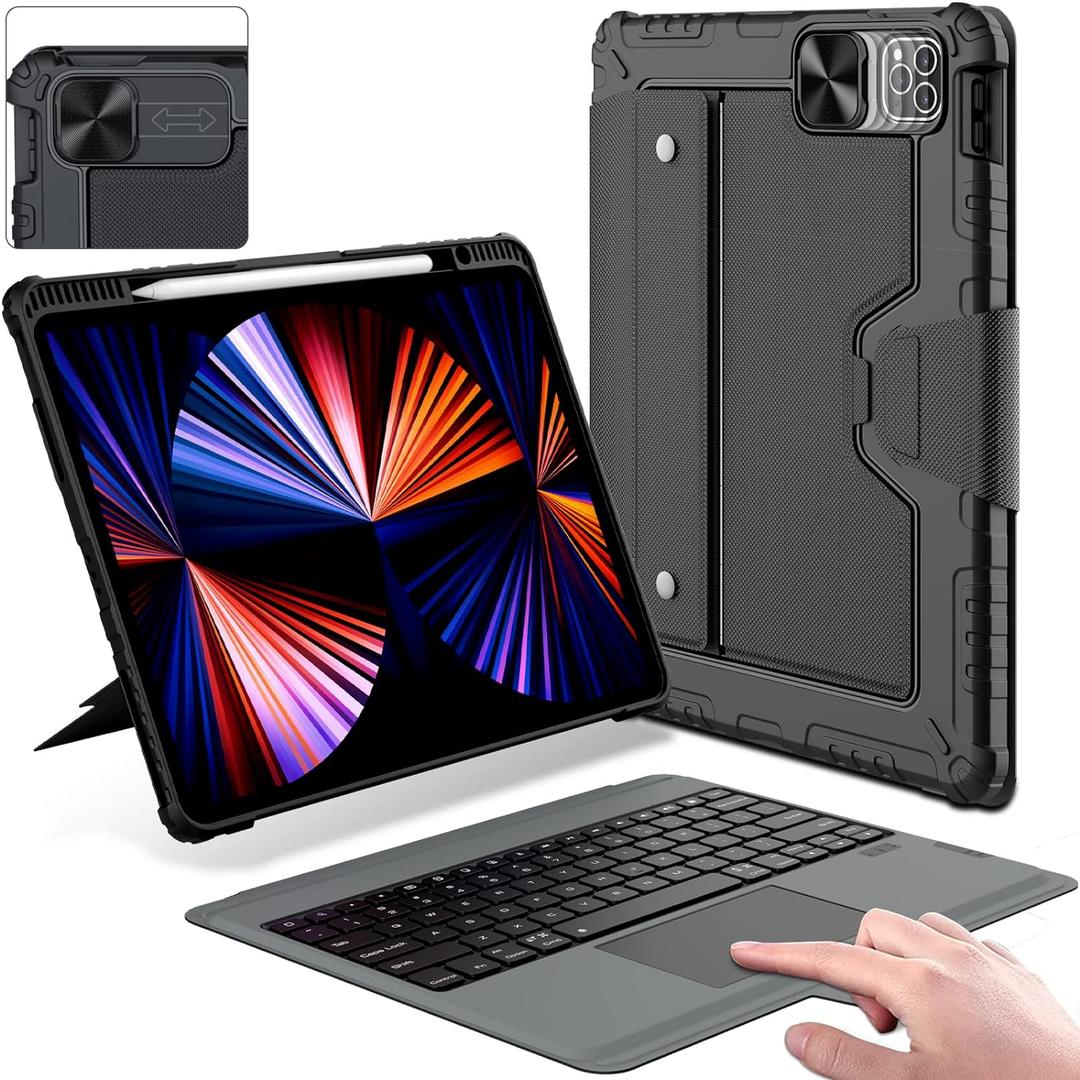 Nillkin for iPad Air 13 inch Case Keyboard(M3 2025 / M2 2024), iPad Pro 12.9 inch 3/4/5/6th Detachable Keyboard Case with Slide Camera Cover, Pencil Holder and Stand & Multi-Touch Trackpad