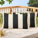 Allorry Outdoor Pillow Covers 12x20 Set of 2 Black Striped Decoration Throw Pillow Covers for Spring Summer Outdoor Waterproof Garden Patio Furniture Sofa Bed Home Decor JB007-A12