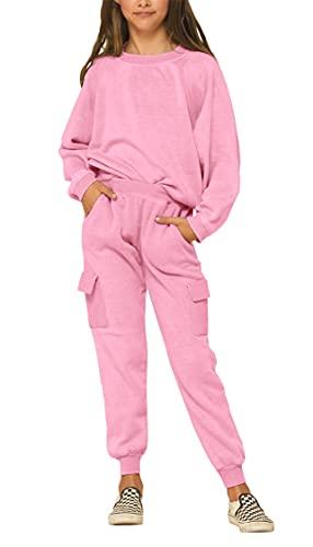 Imily Bela Kids Girls Sweatsuit Lounge sets Crewneck Sweatshirt Casual Drawstring Sweatpants with Pocket M