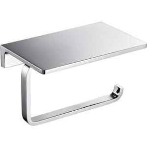 Toilet Paper Holder for Bathroom Solid Brass and Superior Hotel Style Tissue Roll Holder with Cell Phone Storage Polished Chrome Finish