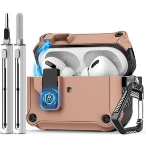 3 x Compatible with AirPods Pro 2nd/1st Generation Case Cover,with Cleaner kit,Automatic Snap Switch Secure for iPod Pro Charging Case (USB-C/Lightning Cable) (2023/2022/2019)