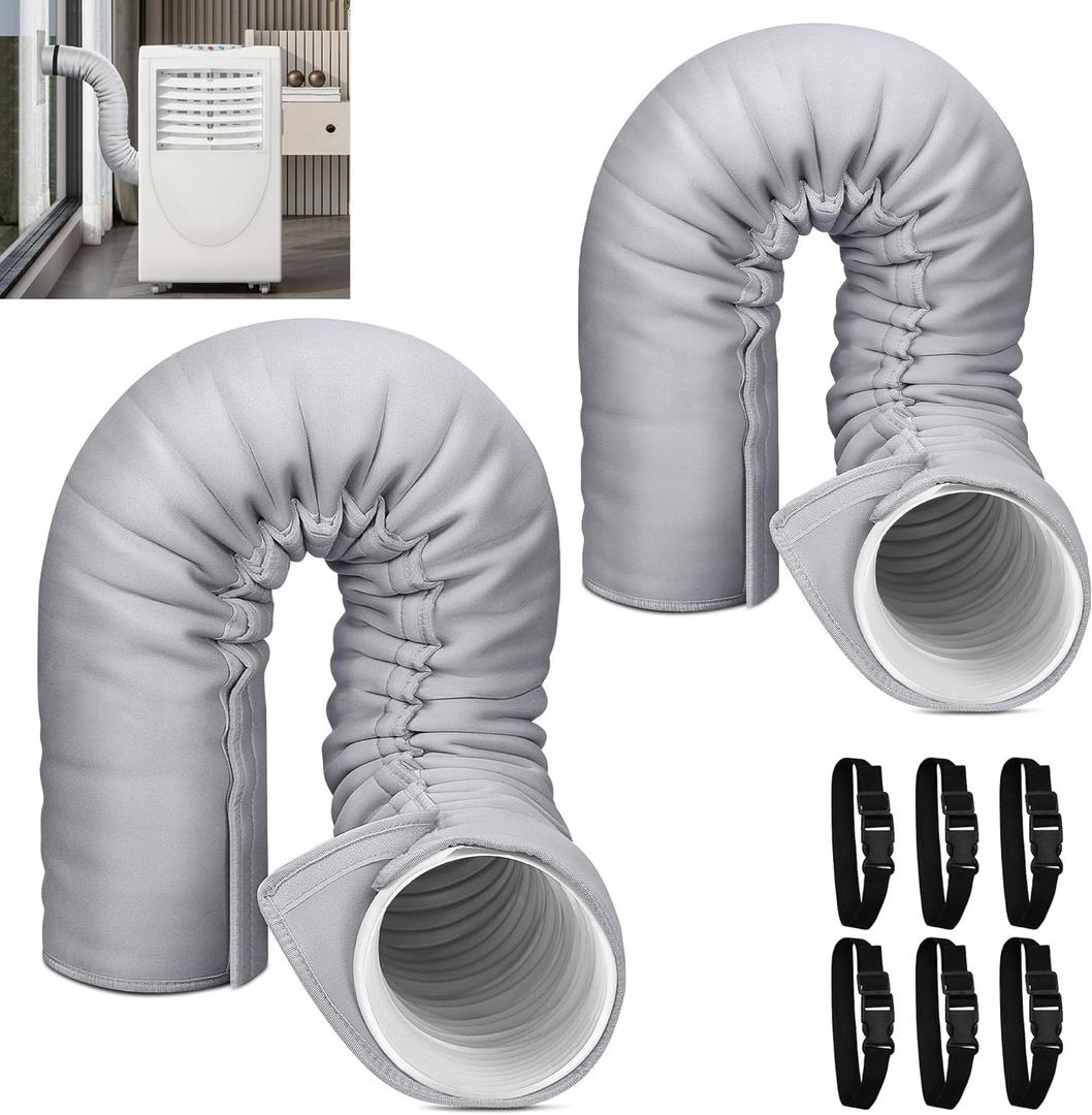 Portable AC Hose Insulation Sleeve Set of 2, Portable Air Conditioners Insulated Hose Cover Wrap, Fit 5" & 5.9" Diameter Exhaust Hose, Easy Installation, Light Gray Portable AC Hose Insulation Sleeve Set of 2, Portable Air Conditioners Insulated Hose Cover Wrap, Fit 5" & 5.9" Diameter Exhaust Hose, Easy Installation, Light Gray