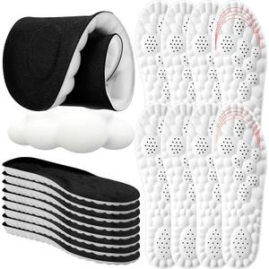 Skicuff 8 Pairs 4D Cloud Insoles for Men Women, Soft Inserts Foam Cushioned Insoles Breathable Anti-Fatigue Inserts for Pain Relief, Sports Walking, Trim to Fit(Men,US 7.5-10.5,Black)