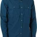 Amazon Essentials Mens Slim-Fit Long-Sleeve Two-Pocket Utility Shirt (Blue)