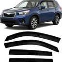 2019-2024 Tape-On Side Window Visor Deflectors for Subaru Forester Rain Guards SK Premium Sport Limited Touring Smoke Tinted Protectors 2020 2021 2022 2023