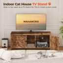 MAHANCRIS Cat Litter Box Enclosure for 2 Cats, 47.2" Hidden Litter Box Furniture with Double Room, Wooden Cat Washroom with Scratching Board, Indoor Cats House End Table, Rustic Brown CWHR1201