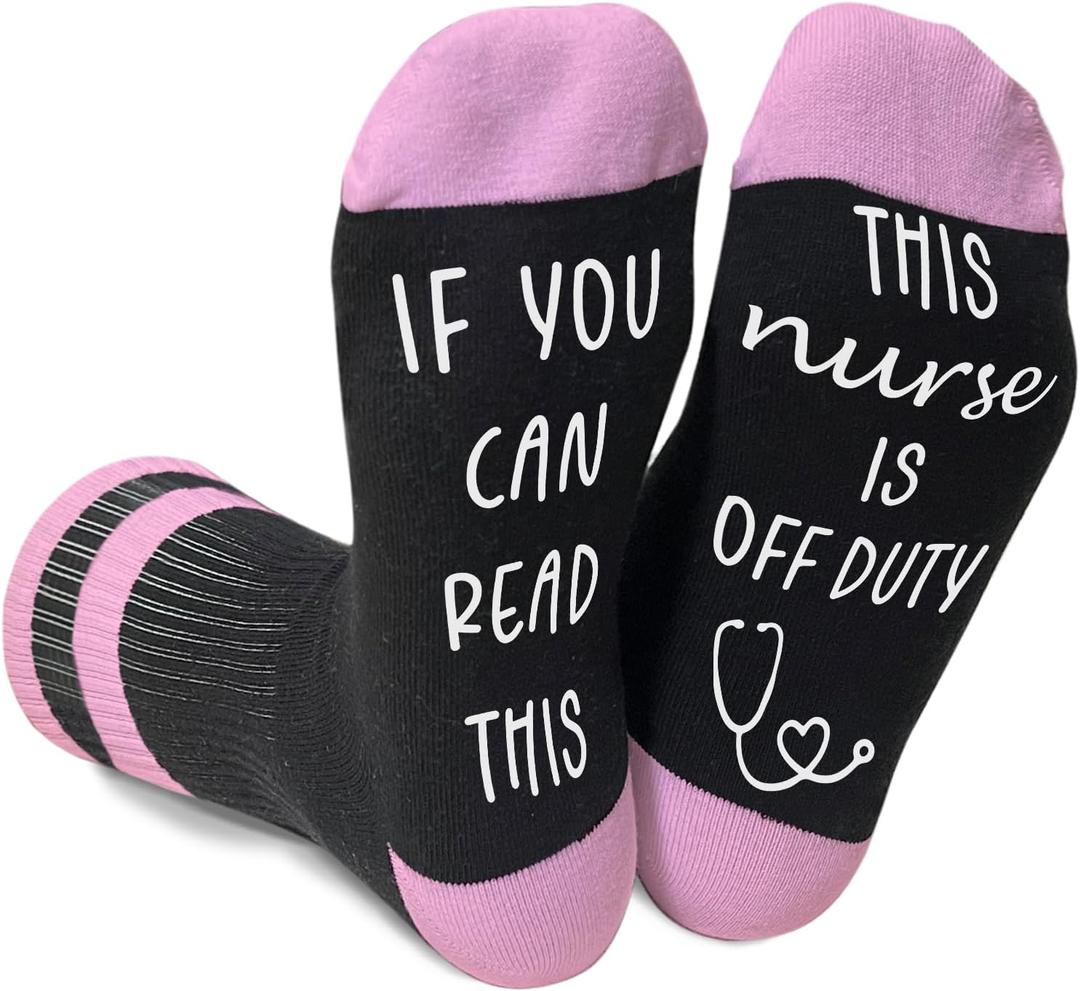 Doreen's Boutique Nurse Socks If You Can Read This This Nurse Is Off Duty