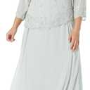 J Kara Women's Bell 3/4 Sleeve Asymetrical Hem Beaded Mock 2 Piece Long Dress 4