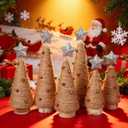 Yookeer 6 Pcs Christmas Yarn Trees Mini Tree Table Decorations with Star and Mini Bell Christmas Tabletop Decor Tree Xmas Cone Trees for Xmas Holiday Table Centerpiece Farmhouse Winter Fireplace Decor