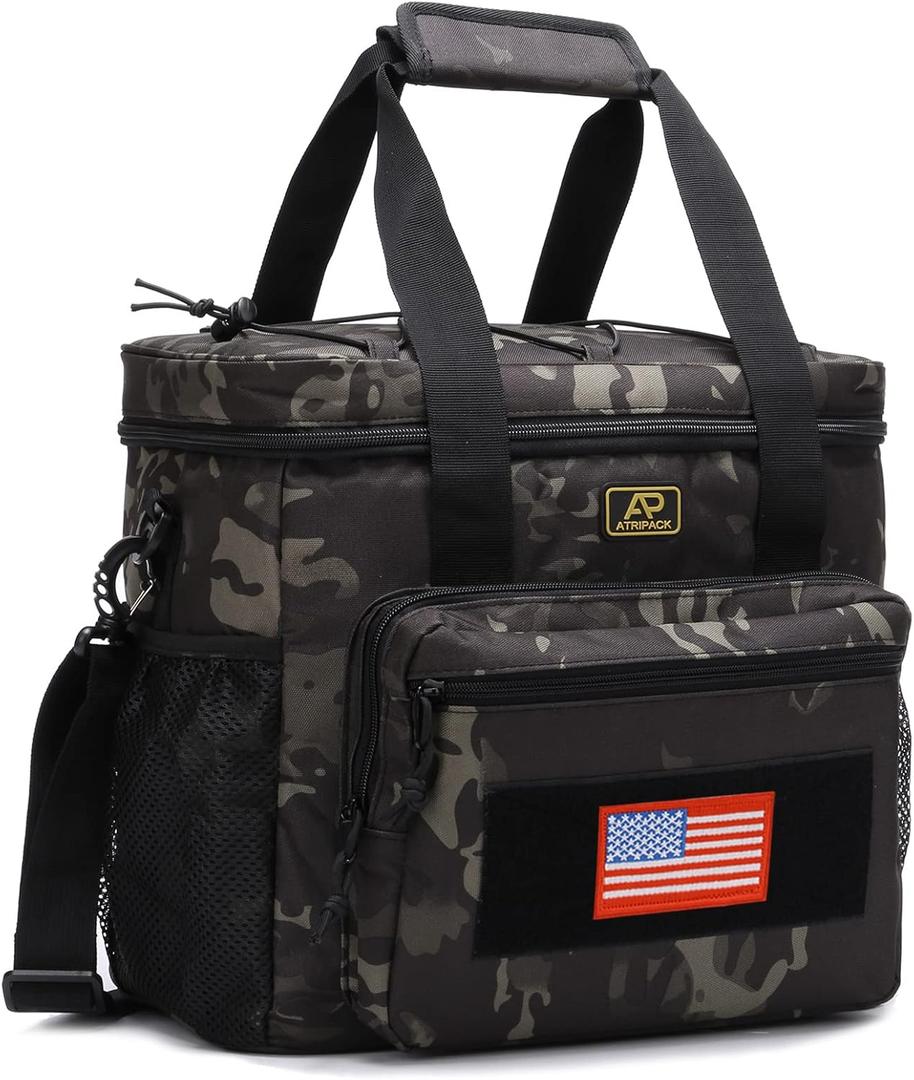 Lunch Box for Men, Tactical Lunch Bag MOLLE Webbing Leakproof Insulated Large Lunch Cooler Women Adult Meal with Adjustable Shoulder Strap Durable Lunch Pail (Camo-Black)