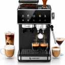 AMZCHEF Espresso Machine with Grinder, 20 Bar, Latte & Cappuccino, Black
20 Grind Settings, Built-In Grinder, Hot & Cold Brew, 30s Heat-Up, 3 Temps, 3–10s Pre-Infusion, Milk Frothing, Compact Design