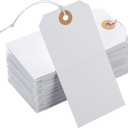 100pcs Large Price Tags with String Attached White Hang Paper Tags with Elastic String Reinforced Hole Writable Valentines Gift Tag Inventory Tag 4.76''2.36''