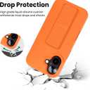 LAUDTEC Silicone Kickstand Case Compatible with iPhone 16, Vertical and Horizontal Stand Hand Strap Metal Kickstand Cover, Flexible Soft Liquid Silicone Stand Case for iPhone 16 (Orange)