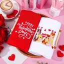 Whaline Valentine's Day Hand Towels Dog Love Heart Embroidered Cotton Bathroom Towel Absorbent Bath Towel for Hand Drying Cleaning Cooking, 29.5 x 13.7 Inch, 2Pcs