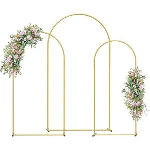 Wedding Arch Backdrop Stand Set of 3(7.3FT/6.6FT/6FT),Metal Balloon Arch for Wedding Ceremony Baby Shower, Outdoor Indoor Birthday Party,Garden Floral Arch Backdrop Stand Decoration, Gold