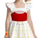 Zombies Dress for Girls Kids Daywalker Outfit Square Neck Dresses Party Halloween (140, Red)