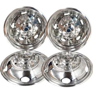19.5" Front Rear Polished Stainless Steel Dually Wheel Simulators,4pcs Durable Bolt On 10 Lug 5 Hand Hole Wheel Cover Hubcaps fit for 2005-2024 Ford F-450 F-550 Super Duty