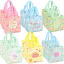 12PCS Happy Easter Egg Hunt Bags Easter Bunny Carrot Chick Egg Gift Bags with Handles, Easter Treat Bags, Easter Party Supplies , 8.37.95.9inch (Foil Blue Yellow Pink)