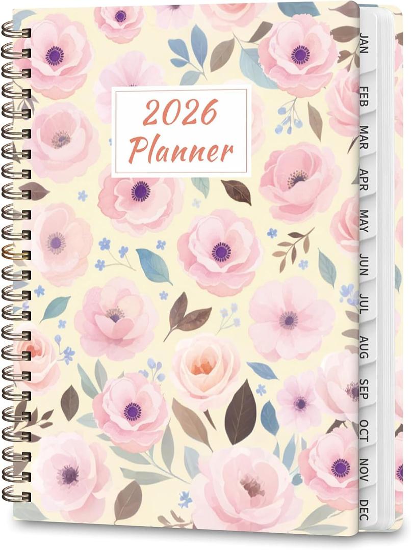 2026 Planner, Weekly and Monthly Calendar Academic Planning Book, Jan 2026 - Dec 2026, Agenda Calendar Planner for Office Supplies and Desk Accessories - A5 (6.3" x 8.5") (Blush Blooms)