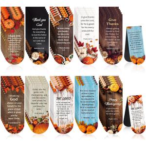3 x Kingdder 50 Pcs Thanksgiving Magnetic Bookmarks Bulk with Bible Verse 10 Design Christian Religious Fall Magnetic Bookmarks Clips Gifts for Thanksgiving Fall Reading Women & Men Book Lovers